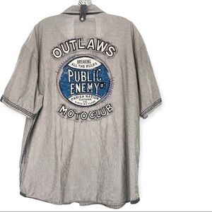 Parish Nation Short Sleeve Button Down Shirt, Outlaws Motoclub embroidered‌‌‌‌‌